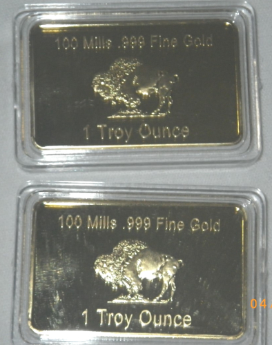 (2) Gold Novelty Buffalo Bars