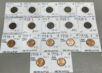 (17) 1919-1958 Wheat Pennies (Carded)