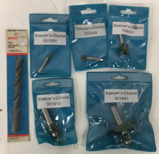 (5) Sawyer&rsquo;s Choice Bits (1) 13/32&rdquo; Bosch Drill Bit