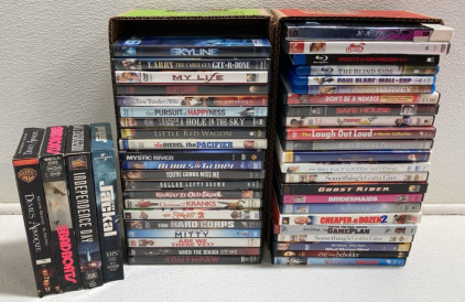 (45) Assorted DVD Movies, (4) VHS Movies