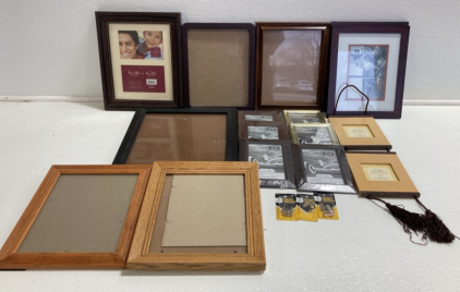 (15) Assorted Picture Frames, (3) Nailess Sawtooth Picture Hangers