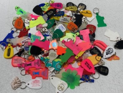 Large Lot Of Hard Plastic Colorful Keychains