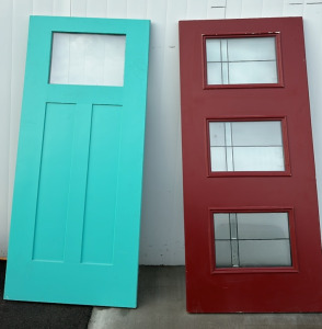 (1) 36&rsquo;&rsquo; x 79&rsquo;&rsquo; Mint Door With Top Light, (1) 36&rsquo;&rsquo;x 79&rsquo;&rsquo; Maroon 3 Light Door