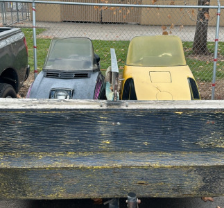 (1) Yellow Vintage Ski Doo Nordic 399 Snowmobile, (1) Artic Cat Panther 440 Snowmobile With Trailer