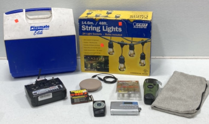 (1) 48&rsquo; String Lights (1) Playmate Elite Igloo LunchBox And More!