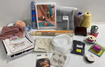 (1) Starwars Face Mask (7) Asorted Ribbon Rolls (1) BetterCo 1000 Piece Puzzle And More!