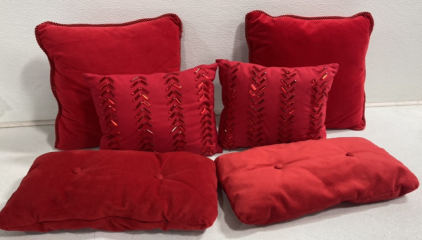 (6) Red Decorative Pillows