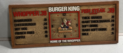 (1) Burger King First Menu Board Replica (1) Subwoofer