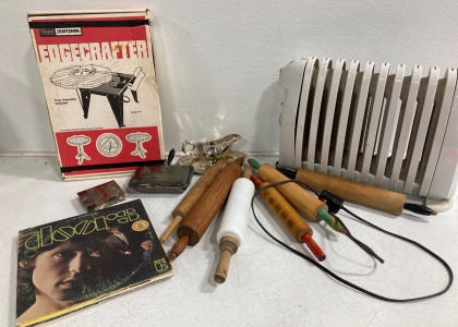 (1) Space Heater (7) Assorted Rolling Pins (4) Assorted Records And More!