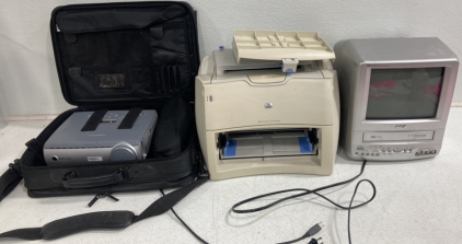(1) In Focus Projector (1) HP Lasersjet 1200 Series Printer (1) Rca Box TV
