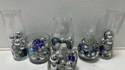(6) Cups Of Christmas Ornaments