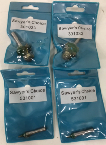 (2) New Sawyers Choice 2-1/4&rdquo; Long x 3/8&rdquo; Wide Straight Shaft Carbide Tipped Router Bits (2) New Sawyer&rsquo;s Choice 1/8&rdquo; Radius Round Over 3/8&rdquo; Arbor Router Bits