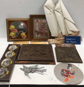 Wooden Wall Decor, Humming Bird Wind Chime, and Funny Signs