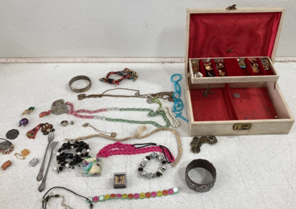 Assorted Comtume Jewerly With Jewerly Box