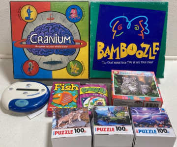Cranium, Bamboozle, Catchphrase, Go Fish, Crazy 8s, (5) 100pc Puzzles