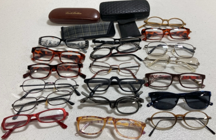 (20) Assorted Reader Glasses, (3) Eye Glasses Cases