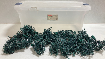 (10) Strands of White Lights, (1) 95qt Storage Bin
