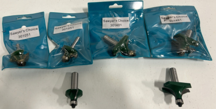 (3) Sawyers Choice 1 7/8x7/8 Router Bit And (3) 1&rdquo;x1 1/8 Router Bits