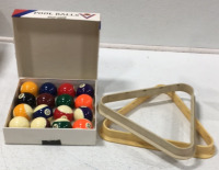 (1) Set of Billard Balls (2) Billard Ball Racks - 3