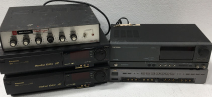 (2)Panasonic Desktop Edior Pro Line Model AG-1980P (1)Mitsubishi Digital Stereo Model M-PF5200(1) Bogen Challenger Amp Model C-100 (1) JVC Av Selector Model JX-S700