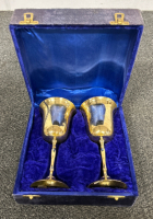 PAIR OF SOLID BRASS COLLECTIBLE GOBLETS