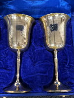 PAIR OF SOLID BRASS COLLECTIBLE GOBLETS - 2