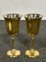 PAIR OF SOLID BRASS COLLECTIBLE GOBLETS - 4