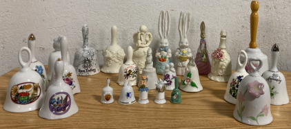 (25) COLLECTABLE BELLS INCLUDING EASTER BUNNY BELLS, ANGEL BELLS, FLORAL BELLS, MINI BELLS AND MORE