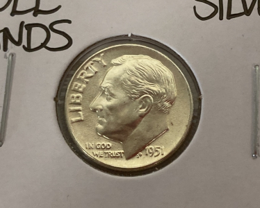 1951 Full Bands Silver Dime