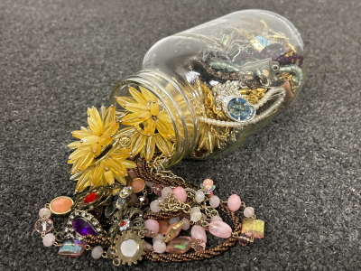 JAR WITH COSTUME JEWELRY