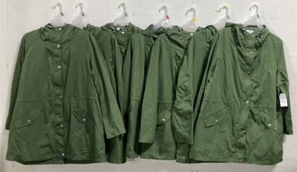 (7) NEW TIME AND TRU WIND RESISTANT COATS (SIZES XL, M, 1X, L)
