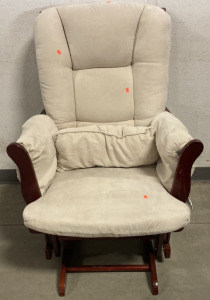 CHERRY WOOD IVORY CUSHIONED ROCKING CHAIR