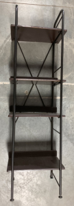 (1) METAL STAND WITH (4) WOODEN SHELVES (16”X55”)