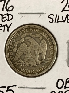 1876 Seated Liberty Silver Quarter