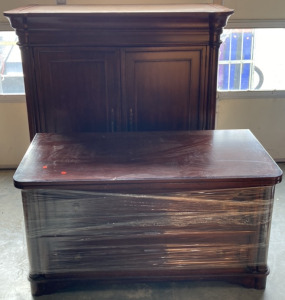 TWO PIECE DARK WOODEN ARMOIRE (52X27X55&rdquo;)
