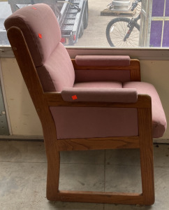 PINK CUSHIONED WOODEN CHAIR