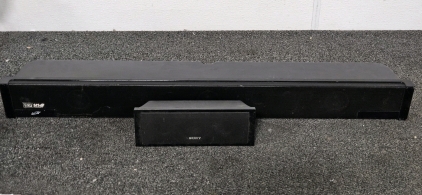 37" iLIVE SOUND BAR (POWERS ON), 10" SONY SPEAKER