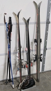 SNOW SKIS & POLES, ICE SKATES