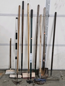 GARDEN RAKE, HOES, BRUSHES, MORE