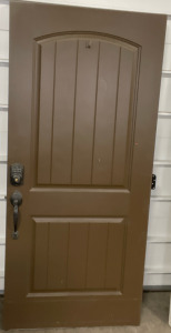 Brown/White Wood Door w/ Black Handle & Digital Deadbolt. 36&rdquo;X 79&rdquo;X 1.75&rdquo;
