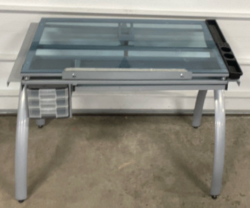 Glass Top w/Adjustable Top, Artist/Blueprints Desk, No Brand