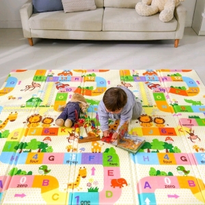 Bammax X-Large Waterproof Foam Padded Baby Play Mat | Reversible & Foldable | Safe & Thick Baby Foam Play Mat (70"x 78")