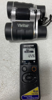 (1) Russian Spotting Scope Tourist-6 20-30x50 (1) Promaster 16x32 Binoculars (1) Vivitar 4x30 Binoculars (1) Olympus VN-541PC Digital Recorder - 5