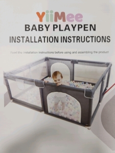 YiiMee 47"x47"x26" Baby Playpen Toddler Safety Activity Center Play Yard w/ Gate