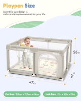 YiiMee 47"x47"x26" Baby Playpen Toddler Safety Activity Center Play Yard w/ Gate - 4