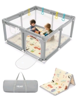 HEAO 47"x47"x26" Baby Playpen Toddler Safety Activity Center Play Yard w/ Gate - 4