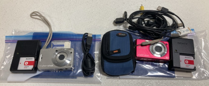 (2) Sony Cyber-Shot Digital Cameras w/ Batteries, Manuals and Cords