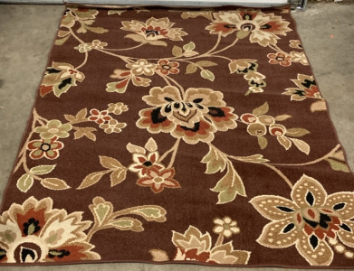 5&rsquo;3&rdquo; x 7&rsquo;5&rdquo; Brown Floral Area Rug