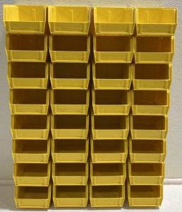 (32) Mini Yellow Uline Stacking Storage Bins