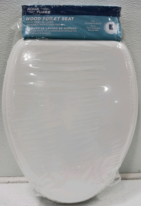 Aqua Plumb TS104W Elongated Color Matched Hinge Wood Toilet Seat, White